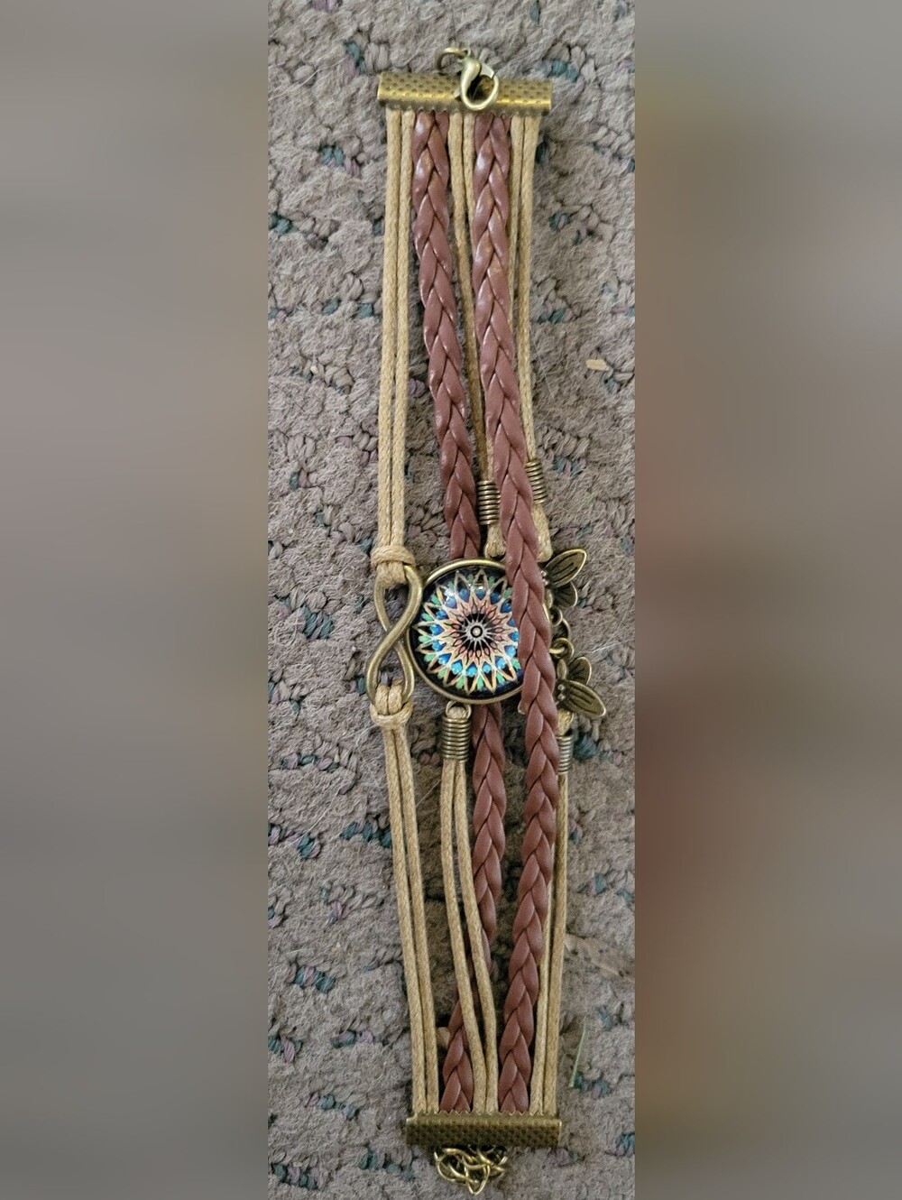 Bohemian Multicolor Mandala Leather Wrap Bracelet-NEW!